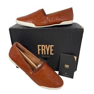 Frye Melanie Slip On Sneakers Womens 8 M Cognac Distressed Leather Casual Flats
